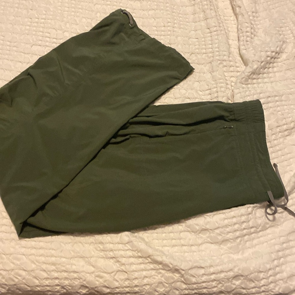 Athleta Army Green Silky Drawstring Jogger Pants
